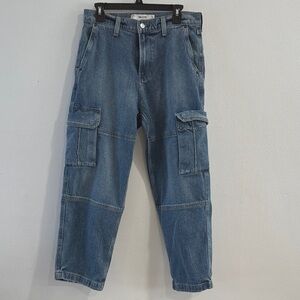 Hollister Men's Light Wash Baggy Cargo Jean Size 30